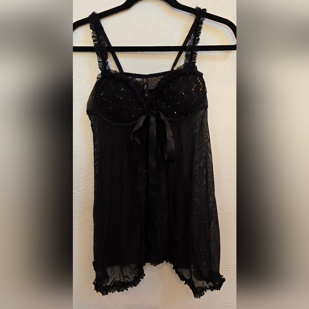 Victorias Secret Black Lace Babydoll Lingerie  36C